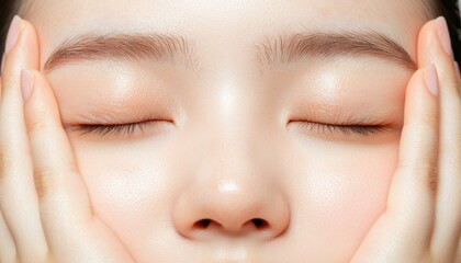 Fototapeta premium Close-up Asian woman's face, soft skin