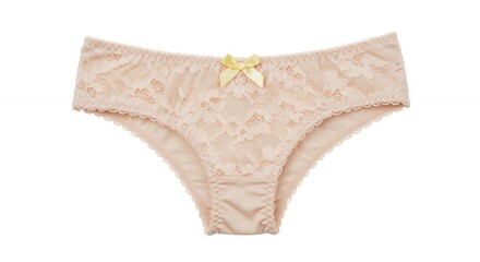 Beige lacy underwear with gold bow detail