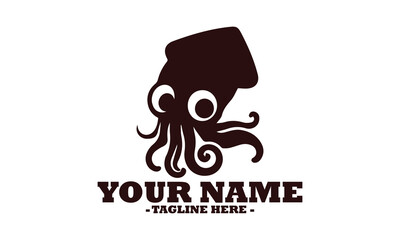 illustration vector cute little squid cartoon and squid cartoon logo design white background