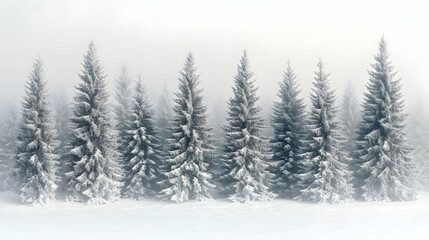 Fototapeta premium Snowy forest in the mist