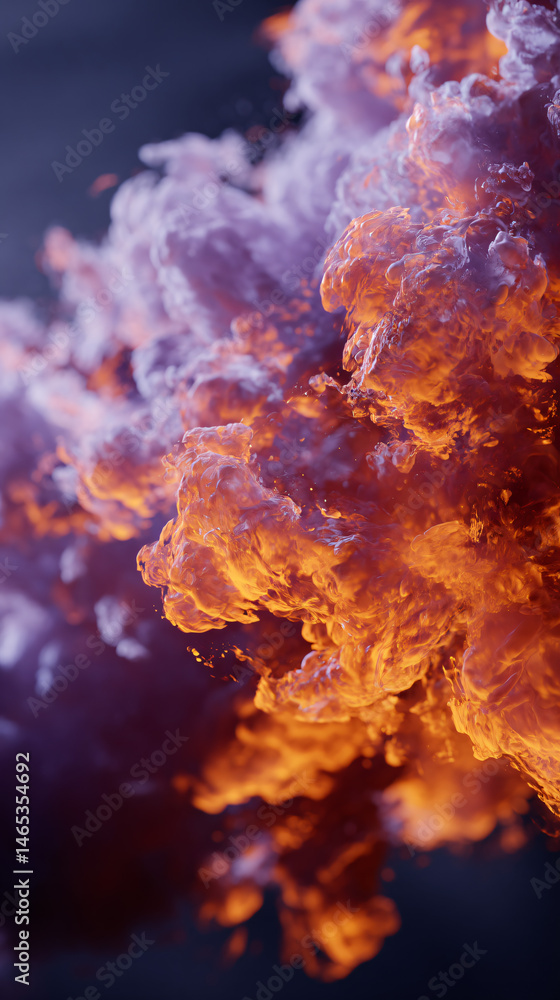 Aufkleber realistic fiery explosion at tip with soft lavender tone below for photo function
