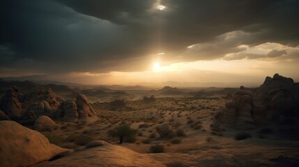 Dramatic desert sunset landscape (1)
