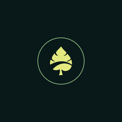 Fototapeta premium Abstract Leaf and Curved Line Inside a Circle, Representing Nature, Growth, and Organic Concepts, Modern Vector Illustration for Eco-Friendly Brands