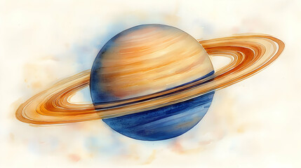 Obraz premium Celestial body with a ring, painted in soft colors