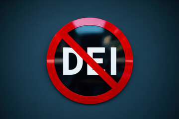 No DEI sign in red circle.