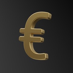Euro. Euro money sign. 3d illustration. Euro gold coin. Currency. Finance