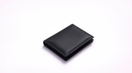 Elegant Black Leather Wallet on White Background for Minimalist Lifestyle