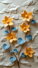 Paper flower arrangement on textured background