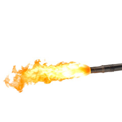 Sharp Controlled Flame from Blowtorch Isolated on Transparent Background