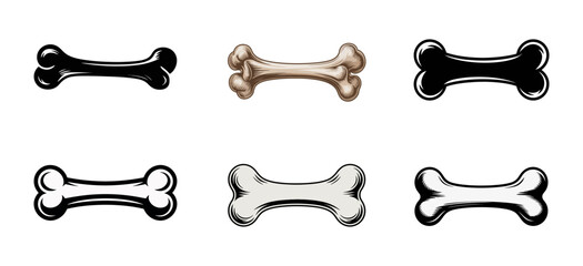 Dog Bone vector bundle, Dog bone icon set, Dog Bone vector icon set dog bone silhouette vector. Dog Bone silhouette vector, Minimalist dog bone chew toy with smooth texture and symmetrical design.