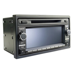 Fototapeta premium Sophisticated Black Car Stereo with Advanced Features and Sleek Design