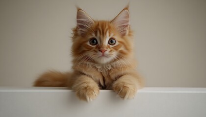 A ginger kitten, looking directly at the viewer.