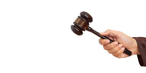 judge hand holding a gavel to make a decision isolated on white background PNG