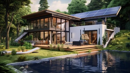 Obraz premium A photo of a modern sustainable eco-home.