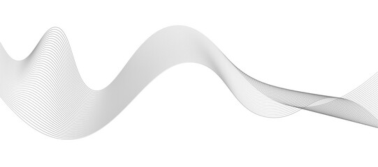 Abstract vector design featuring smooth gray wave lines flowing horizontally across a light background. The waves should have a soft gradient and overlapping transparency effects.