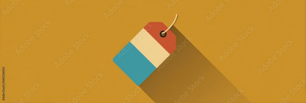 Aufkleber Minimal Product Tag Icon on Vibrant Flat Background With Prominent Shadow Illustrating Simplicity and Design Generative AI