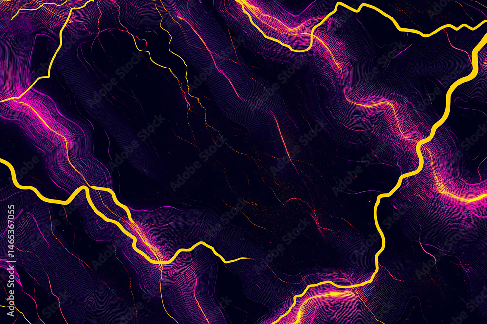 Poster abstract vibrant neon waves with contrasting colors creating a dynamic visual effect