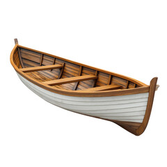 Traditional wooden rowboat coastal area product outdoors side view isolated on transparent background