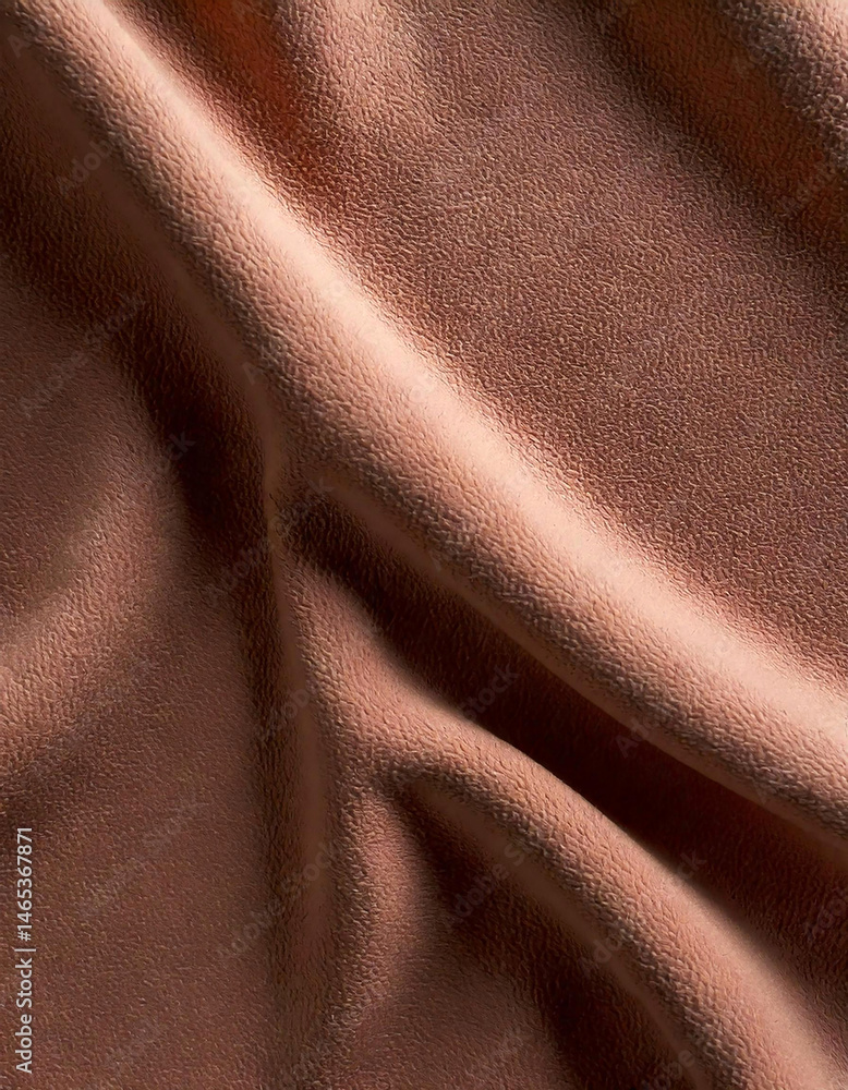 Poster close up on a textured fabric with soft folds. the material has a subtle, warm tone and a slightly r