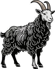 Thick Goat Vector Illustration with Cool Line Style