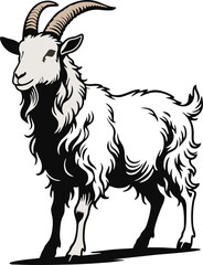 Thick Goat Vector Illustration with Cool Line Style