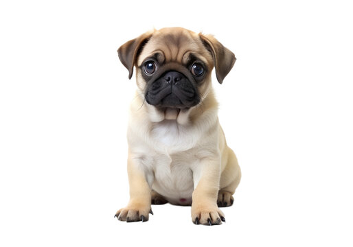Pug Puppy Sitting Isolated on Transparent Background