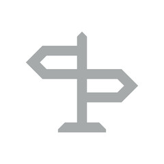 Navigation pole icon with turning arrows. Roadside sign, symbol of distance or route. A post with signs indicating the distance to cities.