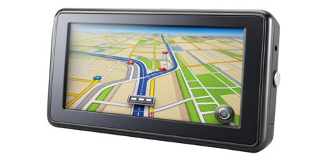 Detailed Render of a Portable GPS Navigation System Device Screen