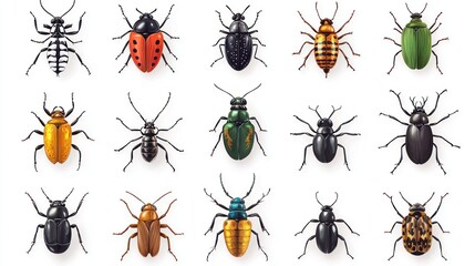 Illustration of different bugs with names and scientific classifications