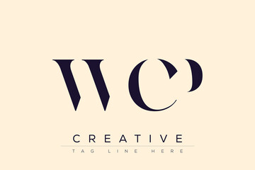 WCP abstract letter logo design. This logo is designed by three abstract letters.