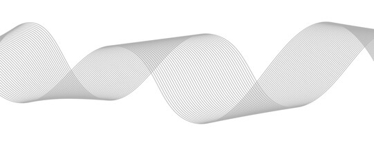 Abstract vector design featuring smooth gray wave lines flowing horizontally across a light background. The waves should have a soft gradient and overlapping transparency effects.