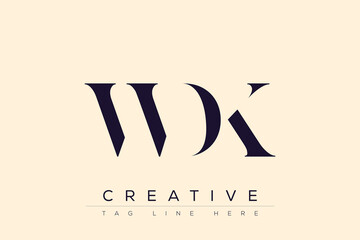WDK abstract letter logo design. This logo is designed by three abstract letters.