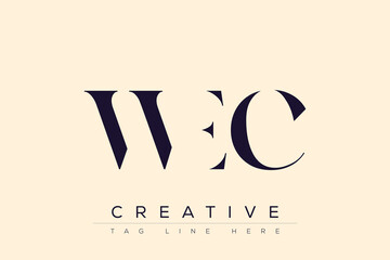 WEC abstract letter logo design. This logo is designed by three abstract letters.