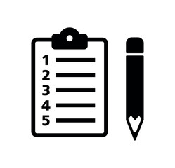 Icon tablet with paper clip and a pencil.. Symbol for check or task tracker. Coach's tactical board. Register or terms of reference.