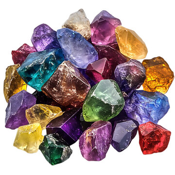 Pile of colorful gemstones, crystals, and minerals.