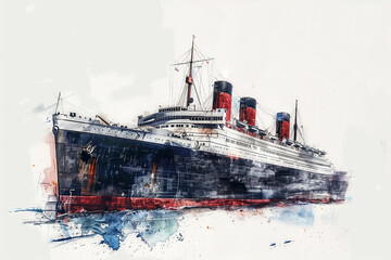 Queen Mary Watercolor Illustration