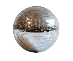 Disco ball reflection party venue decorative element isolated on transparent background