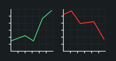 Chart (diagram) icon. Symbol of business or financial indicators. Attribute of decline or growth. Designation of data, information or change.