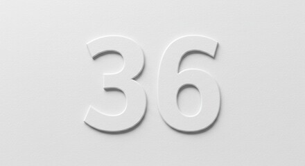 Embossed Number Thirty-Six: Minimalist White on White