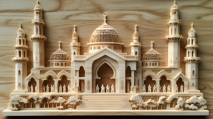 Fototapeta premium Detailed wooden carving of a mosque