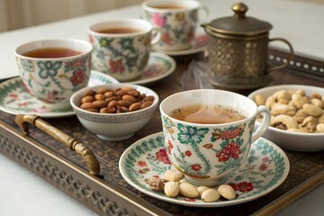 Authentic Kashmiri Pink Tea – Traditional Noon Chai Served with nuts