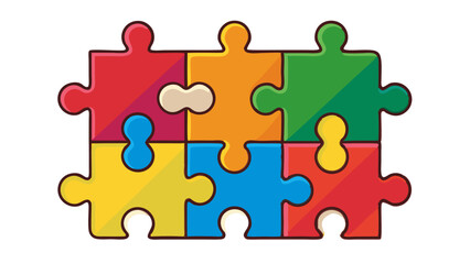 Obraz premium Colorful Puzzle Pieces Interlocking Teamwork Concept Collaboration Symbol Bright Vivid Design Bold