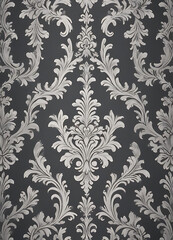  Ornate Gray Damask Wallpaper
