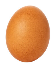 A single brown egg isolated against a black background in a studio shot with even lighting on transparent background