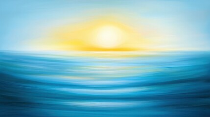 Obraz premium Painting of vibrant sunset over tranquil ocean, blend of colorful hues vivid