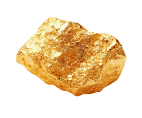 Gold nugget discovery mine site mineral isolated on transparent background