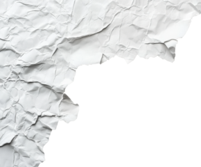 Crumpled white paper texture minimalist isolated on transparent background
