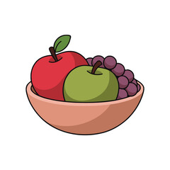 a fruit bowl  minimalistic design and vector style illustration