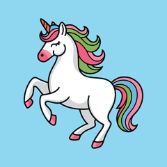 A white unicorn hand drawn minimalistic cartoon vector illustration