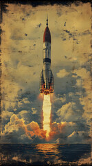 Vintage rocket launch